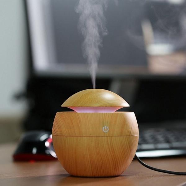 Imagem de Difusor de Ar e Aromatizador Ambiente Climatizador Umidificador Yoga Carregamento USB Led e Ultrassônico Para Quarto Sal