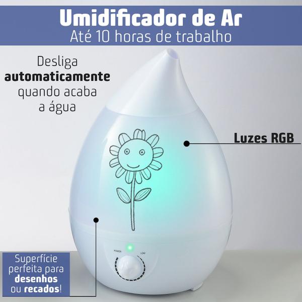 Imagem de Difusor De Ar Ultrassônico 2,6 Litros Bico 360 LED RGB Desenho