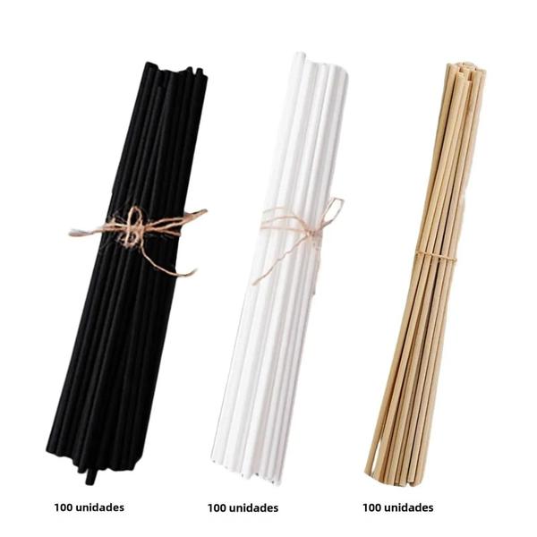 Difusor de Varetas de Fibra - 100 Peças (8", 3mm) - para Quarto, Escritório e Banheiro Imagem de Difusor de Varetas de Fibra - 100 Peças (8", 3mm) - para Quarto, Escritório e Banheiro