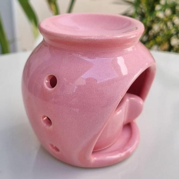 Imagem de Difusor Rechaud Bolinha Com Panelinha para Vela Óleos Essenciais E Wax Melts Rosa