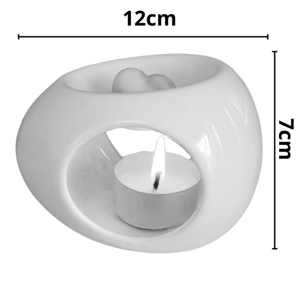 Imagem de Difusor Rechaud Cerâmica Oval Óleos Essenciais Wax Metls Branco