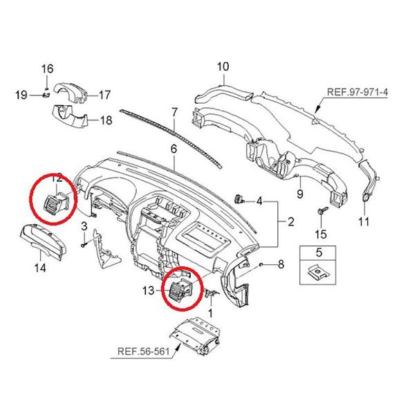 Imagem de Difusor Saida Ar Painel Lateral Direito Kia Sorento Novo - Original