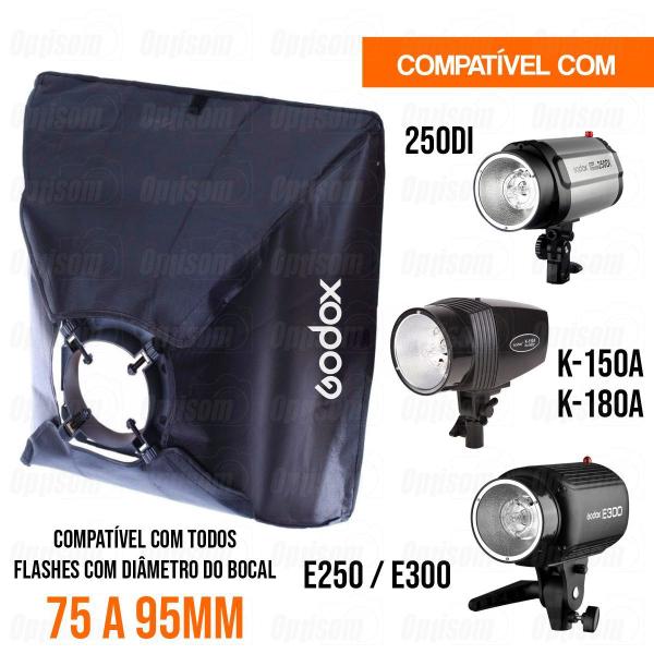 Difusor Softbox Universal Para Flash De Estudio 60x60 Cm - Godox Imagem de Difusor Softbox Universal Para Flash De Estudio 60x60 Cm