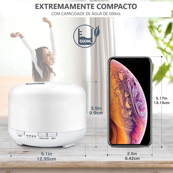 Imagem de Difusor Umidificador Ar Ultrassônico Aromaterapia Led 300ML