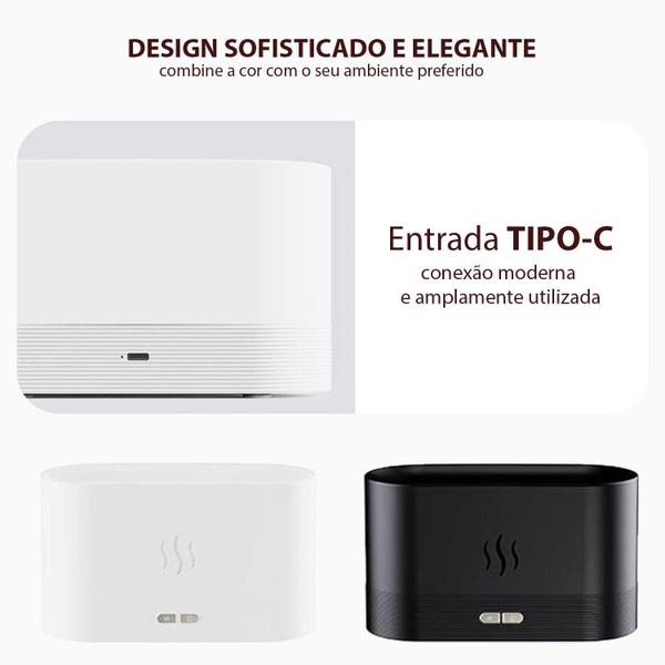 Imagem de Difusor Umidificador Aromatizador Ultrasônico Fogo - Branco