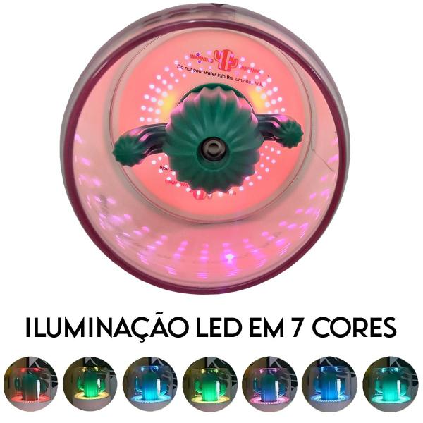 Imagem de Difusor Umidificador De Ar Cacto 300ml De Mesa Com Led Purificador USB Aroma