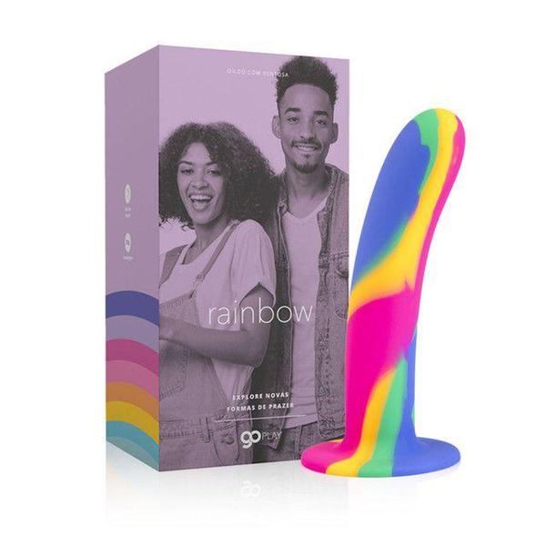 Imagem de Dildo com Ventosa Go Play Rainbow 17,4cm x 3,5cm A Sós Silicone Multicolorido