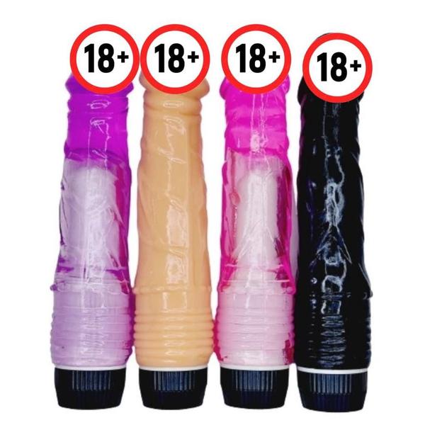 Imagem de Dildo Pênis em Silicone Cristal Colorido Curvado com Veias e Glande a Pilhas 19cm