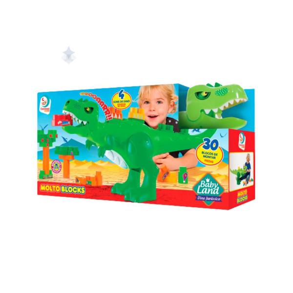 Imagem de Dino Jurassic Blocos De Montar Educativo Dinossauro E 30 Peças de Encaixe Baby Land - Cardoso