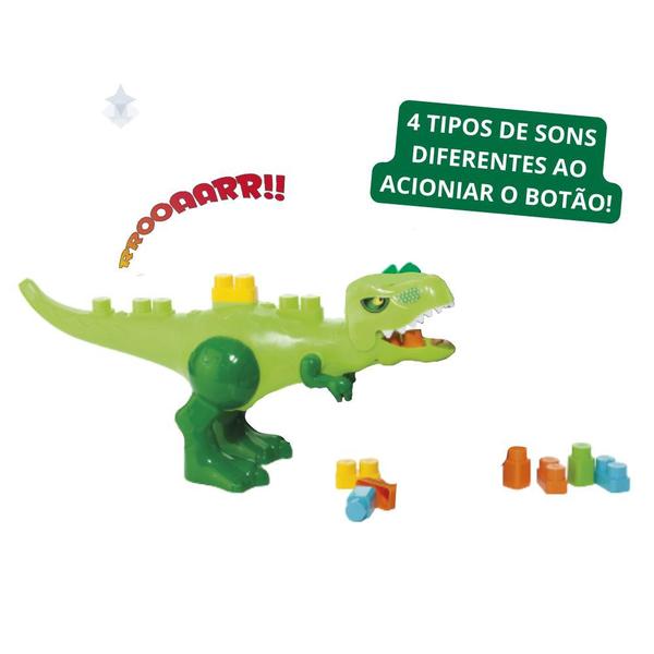 Imagem de Dino Jurassic Blocos De Montar Educativo Dinossauro E 30 Peças de Encaixe Baby Land - Cardoso