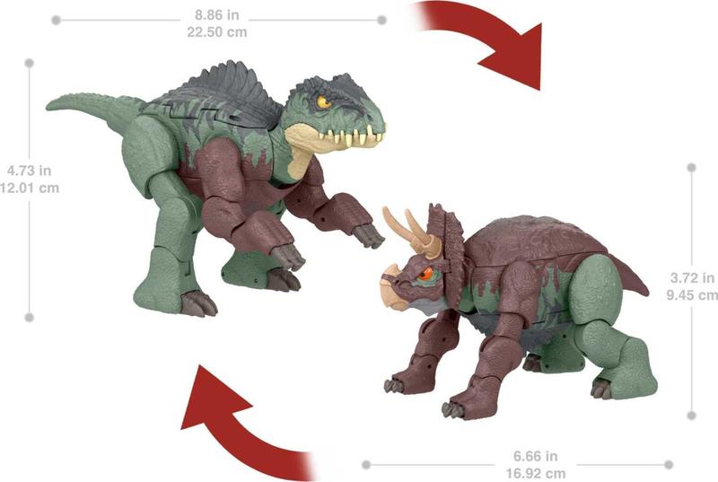 Imagem de Dinossauro 2 em 1 da Mattel Jurassic World Fierce Changers de brinquedo