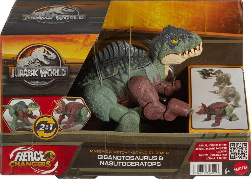 Imagem de Dinossauro 2 em 1 da Mattel Jurassic World Fierce Changers de brinquedo