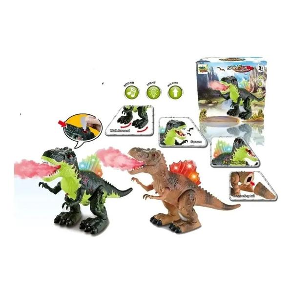 Imagem de Dinossauro Brinquedo Anda Solta Fumaça Com Luz e Som.