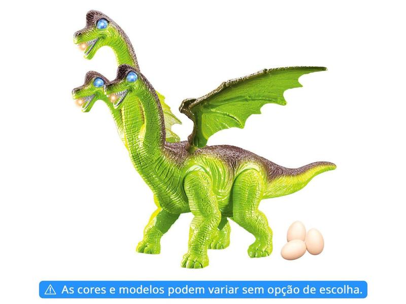 Imagem de Dinossauro de Brinquedo 3 Cabeças Emite Som - e Luz com Acessórios DM Toys