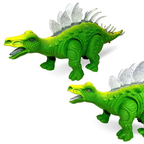 Imagem de Dinossauro De Brinquedo Estegossauro Anda Emite Som Luz Led