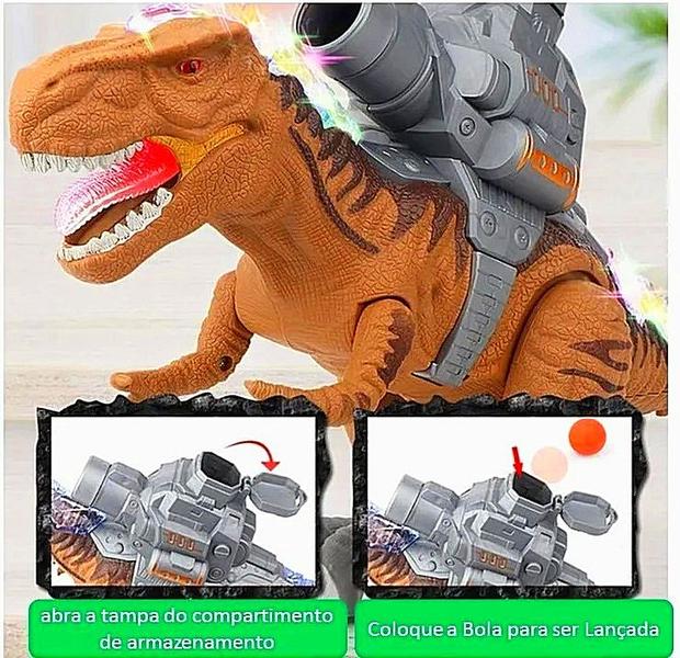 Imagem de Dinossauro de Brinquedo Grande Lança Bola Com Som e Luzes