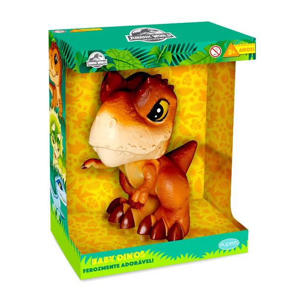 Imagem de Dinossauro de Brinquedo Infantil Emborrachado T Rex Laranja Pupee