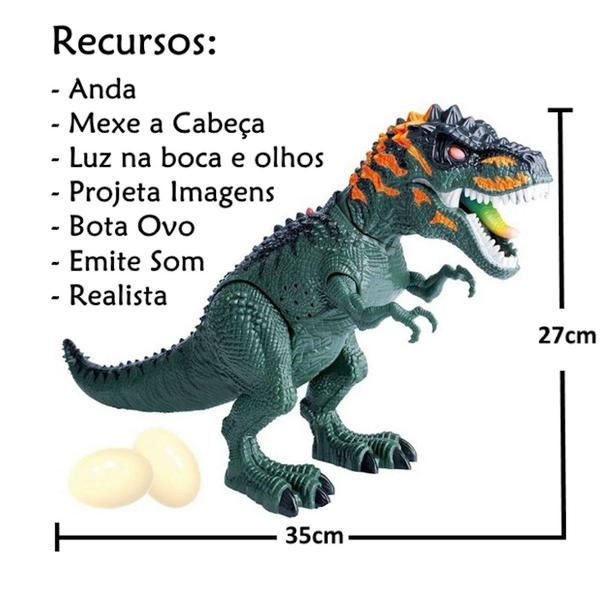 Imagem de Dinossauro de Brinquedo que Anda Faz Sons e Bota Ovo Verde