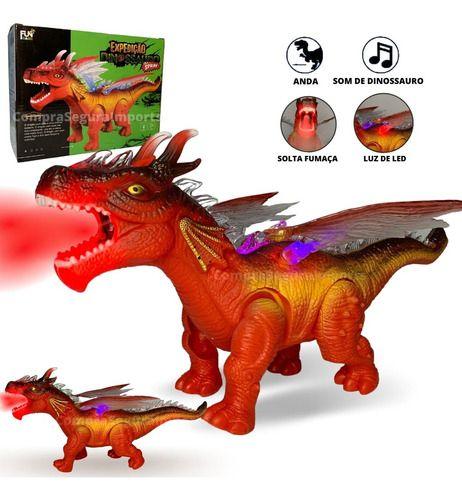 Imagem de Dinossauro De Brinquedo Solta Fumaça Com Som E Luz Led Anda