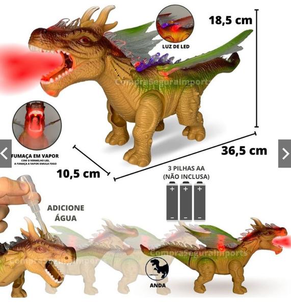 Imagem de Dinossauro De Brinquedo Solta Fumaça Com Som E Luz Led Anda