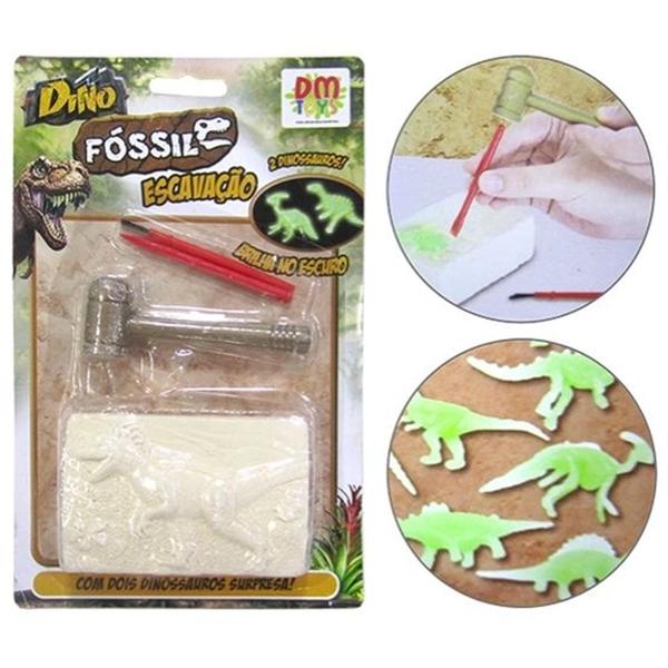 Imagem de Dinossauro fosseis escavacao com 2 dino brilha no escuro /bloco de gesso e acessorios