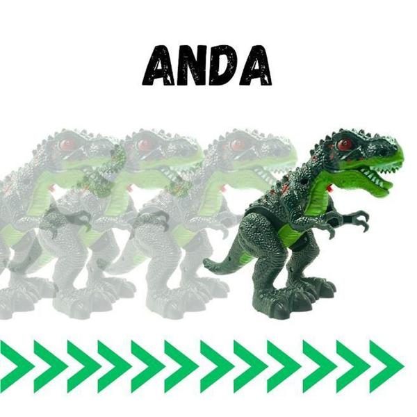 Imagem de Dinossauro Rex De Brinquedo Articulado Anda Luz Nos Olhos Emite Som - Art Brink