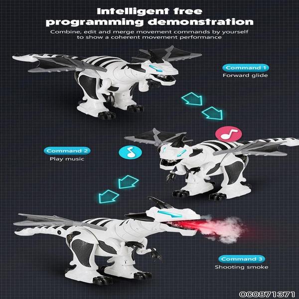 Imagem de Dinossauro robo controle remoto gigante dragao solta fumaca interativo som luz sensor movimento