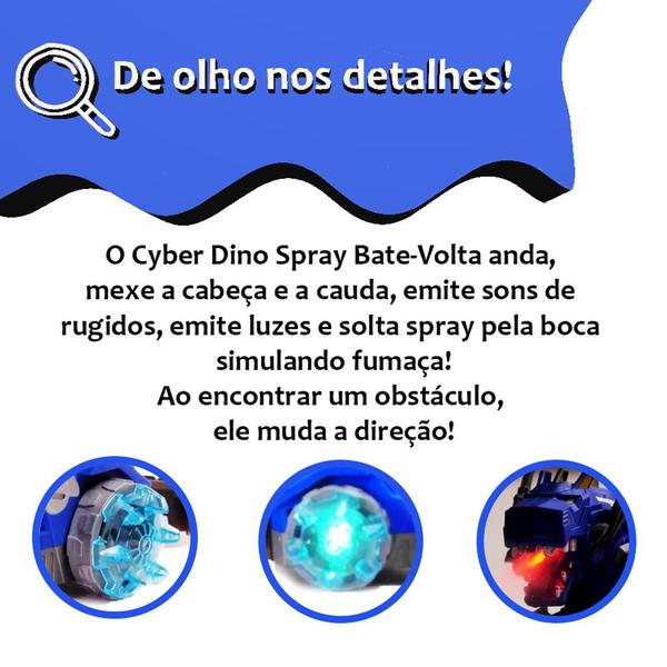 Imagem de Dinossauro Robô Spray Bate-Volta Solta Fumaça Som Luz - Zoop