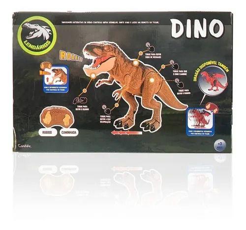 Imagem de Dinossauro T-Rex Controle Remoto C/Som e Luz 47 cm - Reage ao Toque - Candide