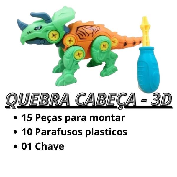 Imagem de Dinossauro T-Rex Quebra Cabeça 3D Brinquedo Infantil Didático Educativo Monta e Desmonta