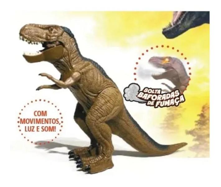 Imagem de Dinossauro T-rex Som Luz Solta Fumaça Pilha 37cm Toyng 42492