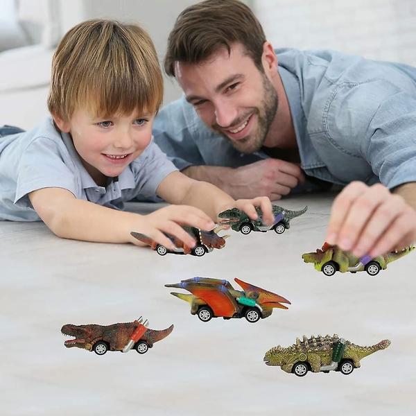 Imagem de Dinossauro Toy Pull Back Cars, 6 Pack Dino Toys Para 3 anos de idade