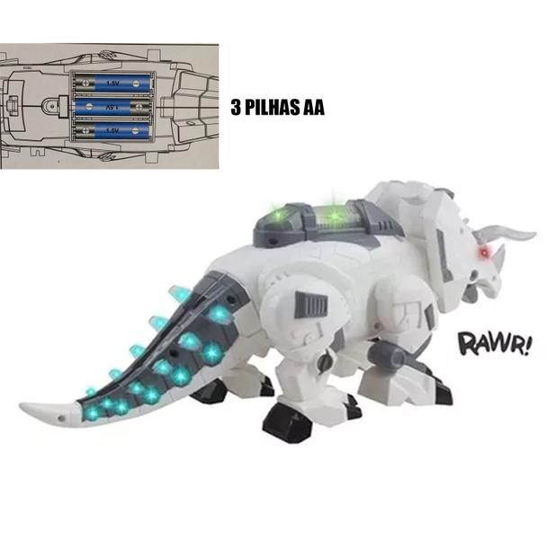 Imagem de Dinossauro Triceratops Robô Dinosaur Mechanical Anda Som Luzes Grande Presente Criança Menino Infantil