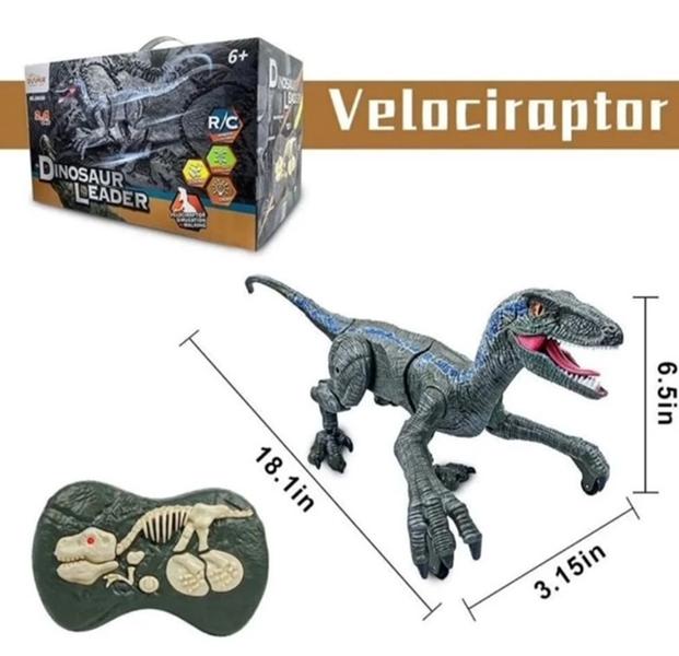 Imagem de Dinossauro Velociraptor Recarregavel C/ Controle Remoto Som e Luz Articulado - Zoop