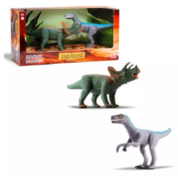 Imagem de Dinossauros Articulados Triceratops e Velociraptor