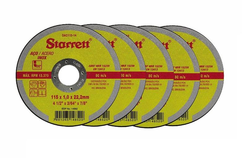 Imagem de Disco Abrasivo de Corte 115mm DAC11514 com 05 pçs  Starrett