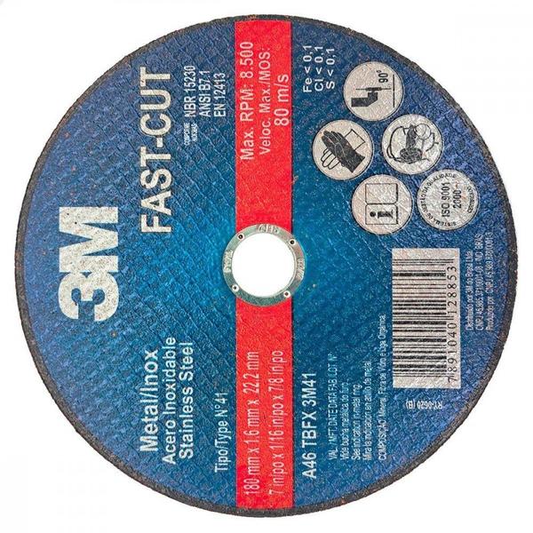 Imagem de Disco Aco Inox 3M - 7''X1/16''X7/8'' Fast-Cut - Fino 1,6Mm