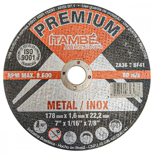 Imagem de Disco Aco Inox Itambe 7''X1/16''X7/8'' Premium - Fino 1,6Mm