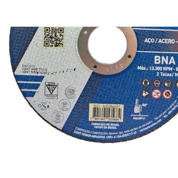 Imagem de Disco Aco Inox Norton Bna 12 - 4.1/2''X3/64''X7/8''- Fino 1,0Mm