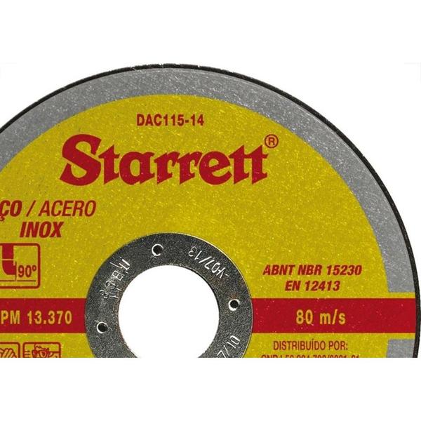 Imagem de Disco Aco Inox Starrett - 4,1/2''X3,64''X7/8'' - Fino 1,0Mm -Dac115-14 - Kit C/12 Pecas