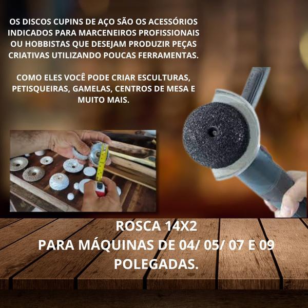 Imagem de Disco Cogumelo de 8cm Diamante Negro Grão 36 Cupins de Aço