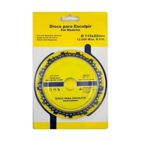 Imagem de Disco Corrente Cortar E Esculpir Madeira 4,5" X 7/8 - MDFER