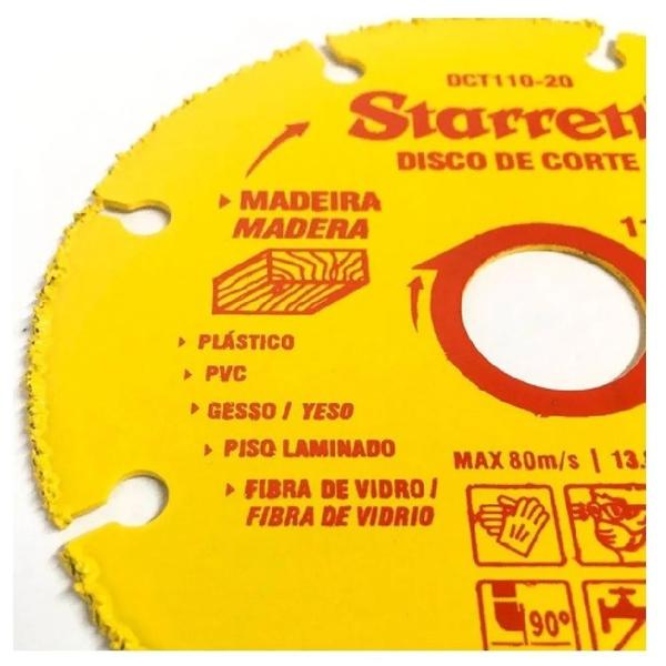 Imagem de Disco corte 110,0mm 4.3 8x 3,0 x f20 p tungstenio starrett dct110-20