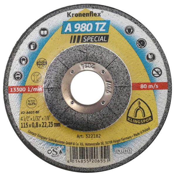 Imagem de Disco Corte 4.1/2 Ultrafino 0.8 Kronenflex A980TZ Klingspor para Esmerilhadeira