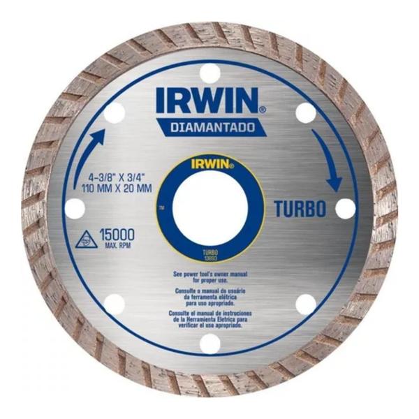 Imagem de Disco Corte Diamantado 4.3/8 Pol Turbo 110mm X 20mm Irwin