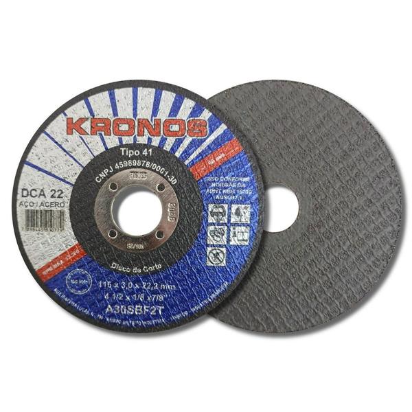 Imagem de Disco Corte Ferro Kronos DCA22 4.1/2" 115x3,0x22,2mm C/ 50Pc