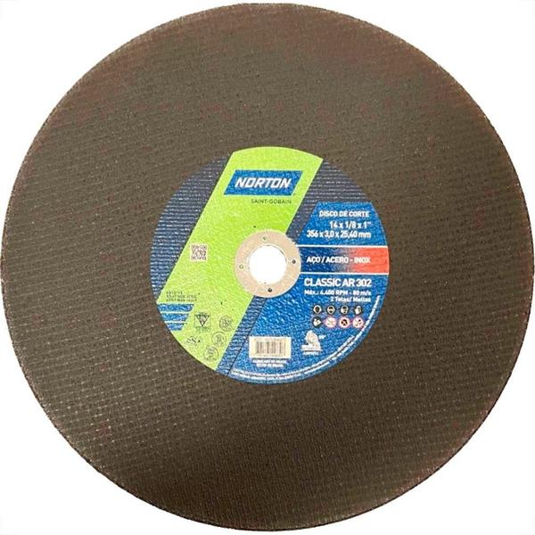 Imagem de Disco Corte Ferro Norton Classic Ar302 - 14''X1''X3/4'' - 3,0Mm