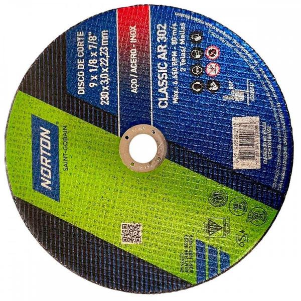 Imagem de Disco Corte Ferro Norton Classic Ar302 - 9''X1/8''X7/8'' - 3,0Mm