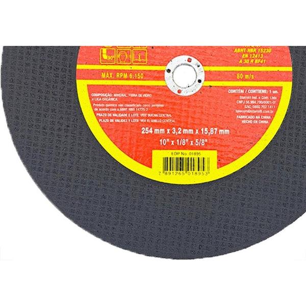 Imagem de Disco Corte Ferro Starrett 10''X1/8''X5/8'' - Kit C/6 Pecas