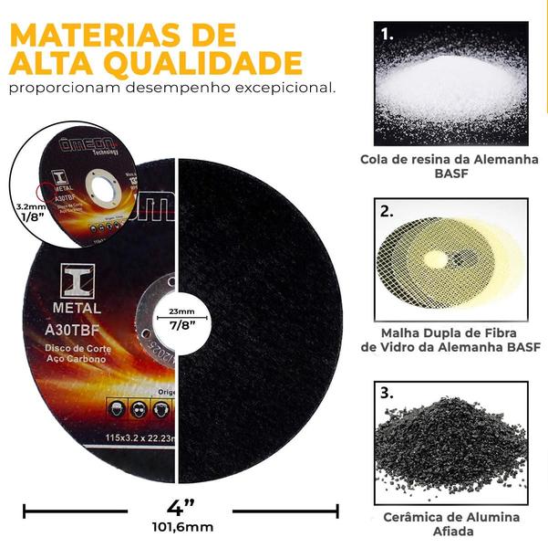 Imagem de Disco Corte Metal 4.1/2 Polegadas 115mm Kit 10 Peças